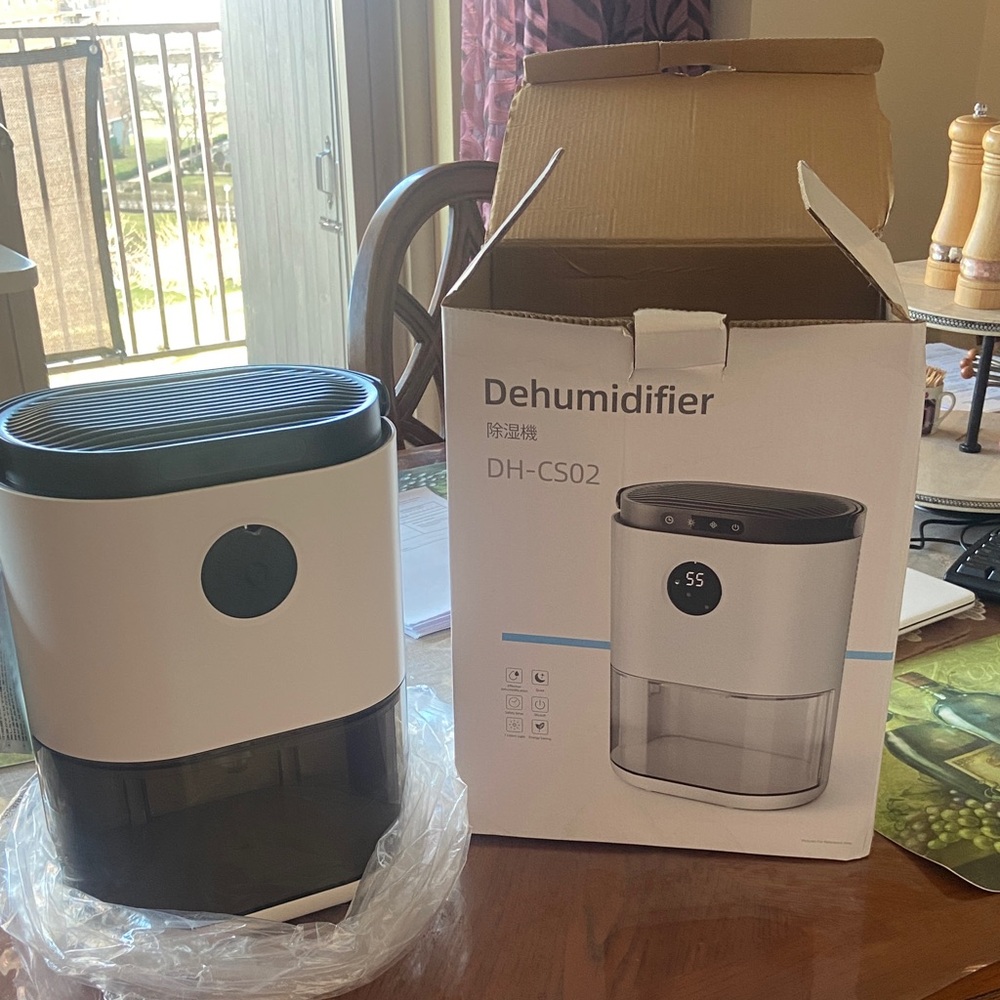 Portable White and Black Dehumidifier
